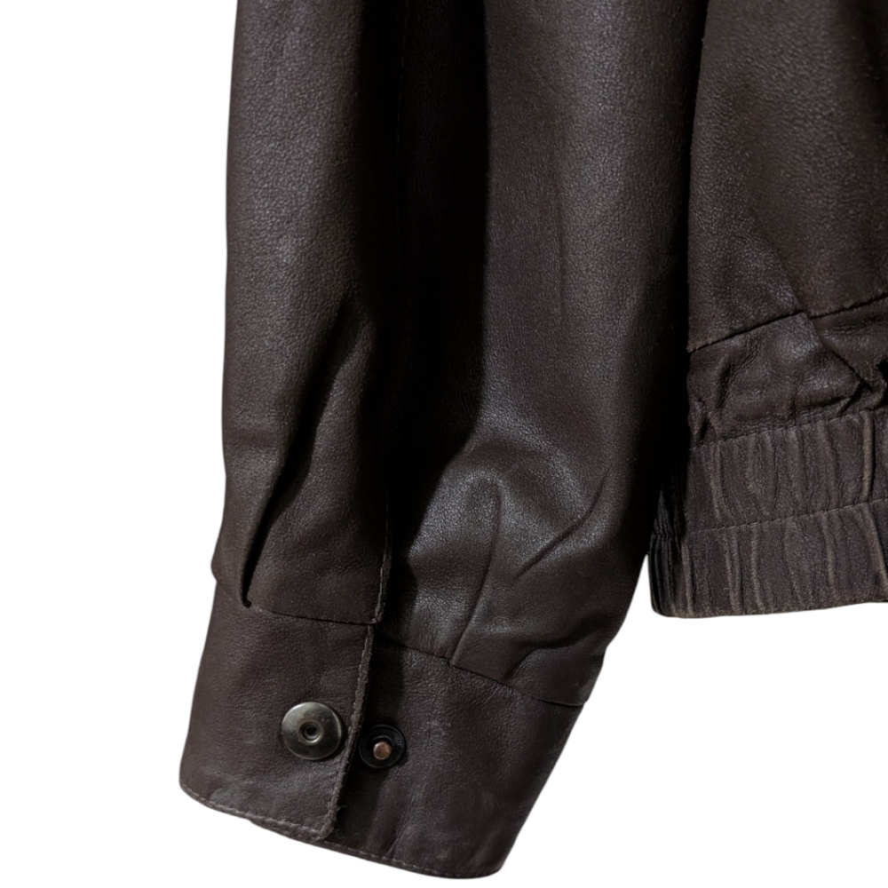 Vintage Remy Dark Brown Leather Bomber Jacket - Men's Size 44 (L) - Made in USA - Picture 6 of 9